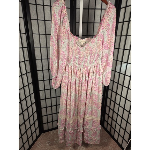 Penelope Rose Dresses & Skirts - Penelope Rose Cottagecore Prairie Smocked Floral Midi Dress Women's Size Medium